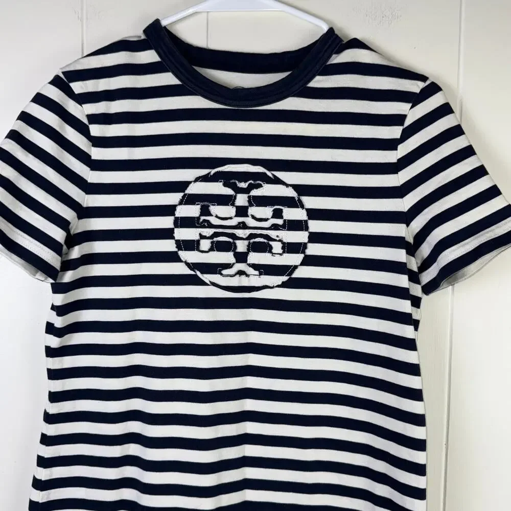 Tory Burch Womens Striped Logo‎ T-Shirt Dress XS